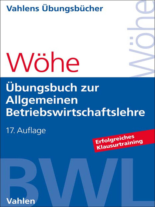 Cover image for Übungsbuch zur Einführung in die Allgemeine Betriebswirtschaftslehre
